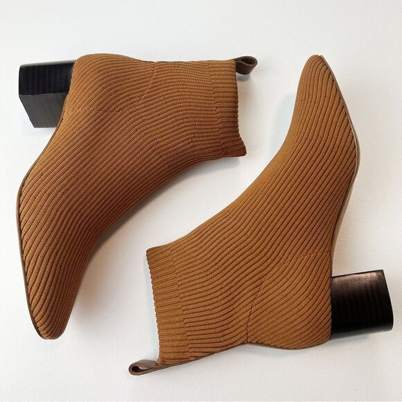 Everlane The Glove Boot Toffee Rib Knit Ankle Sock ReKnit Block Heel Sz 5.5 New - Picture 13 of 17
